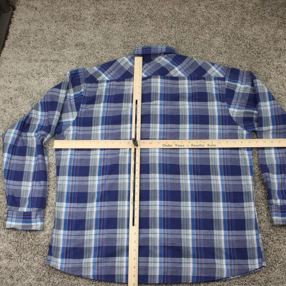 Wrangler Red Plaid Shirt Mens XXL Blue Long Sleeve Western Snap Front - Picture 4 of 6